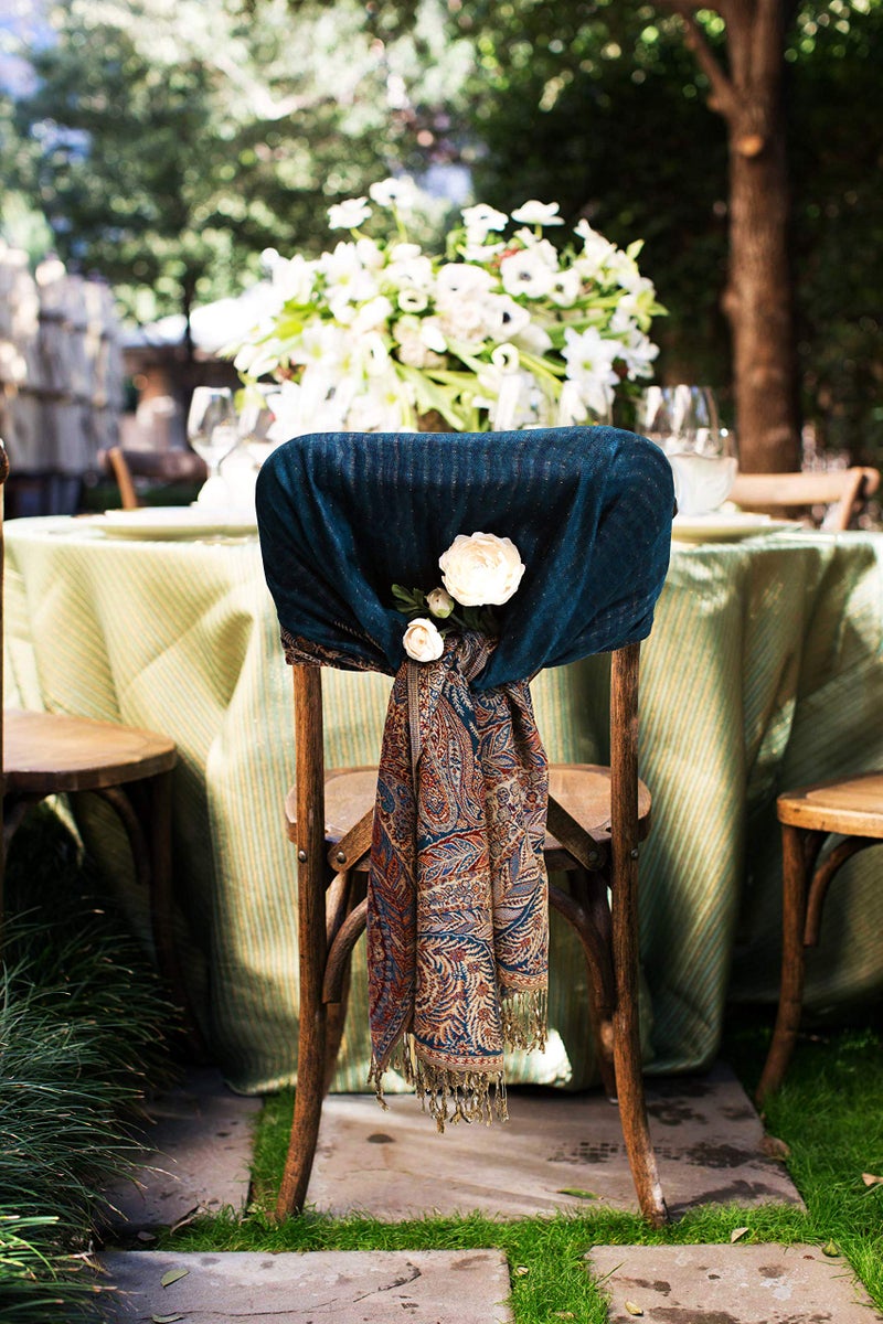 Sakkas Luxurious Double Layered Jacquard Big Paisley Pashmina Shawl Wrap Scarf - Teal - Image 4